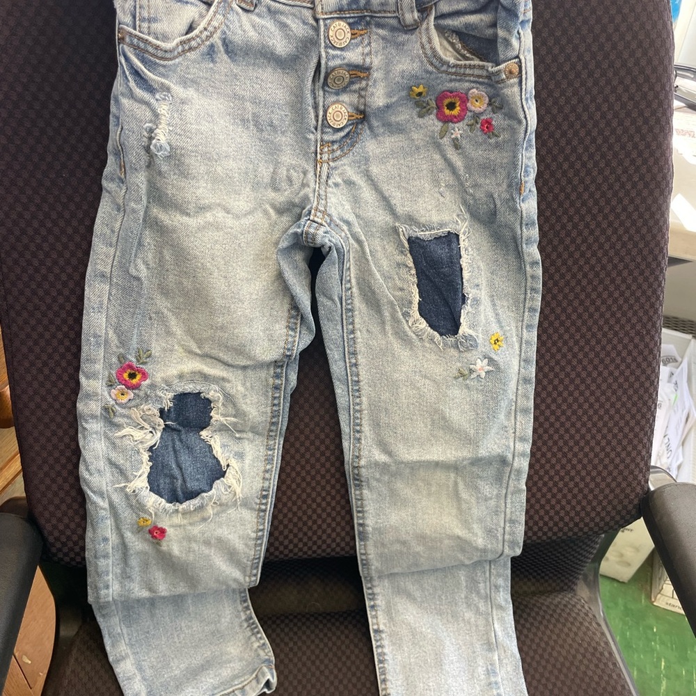 Cat & Jack Blue Relaxed Fit Jeans with Distressed Details